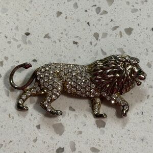 Crystal Lion Brooch